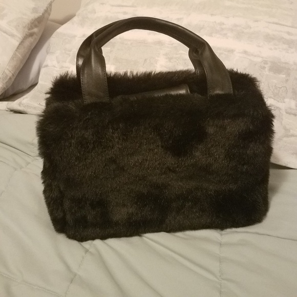 black fur purse